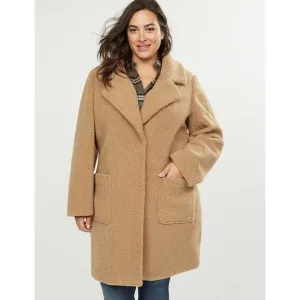 NEW Lane Bryant teddy jacket plus size 22/24 3X brown pockets mid length cozy