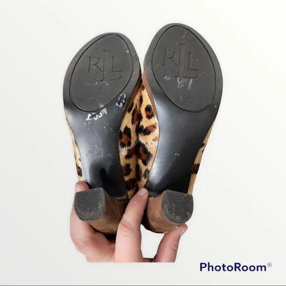 NEW LAUREN RALPH LAUREN Calf Hair Leopard Print Mary Jane Heels, Size 7B
