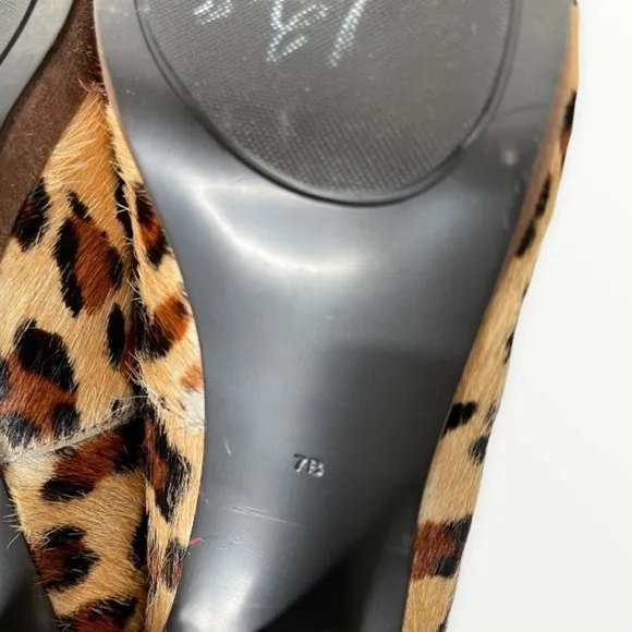 NEW LAUREN RALPH LAUREN Calf Hair Leopard Print Mary Jane Heels, Size 7B