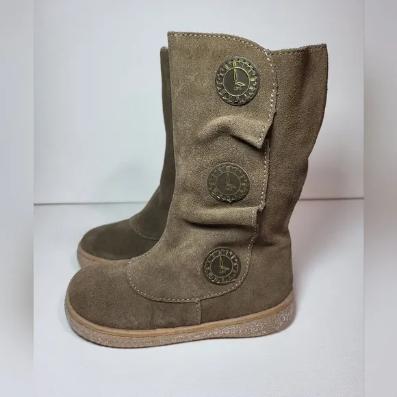 NEW Livie and Luca Tiempo Suede Brown Leather Boots Toddler Girl's Size 7