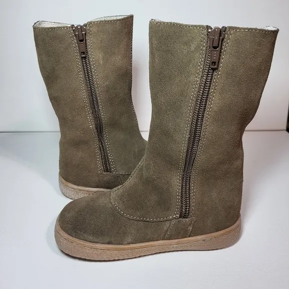 NEW Livie and Luca Tiempo Suede Brown Leather Boots Toddler Girl's Size 7