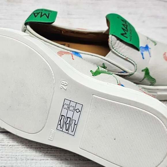 NEW! MAA‎ Boys Zebra Handmade Cow Leather Sneakers Size US 11/EU 28