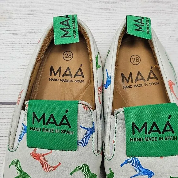 NEW! MAA‎ Boys Zebra Handmade Cow Leather Sneakers Size US 11/EU 28