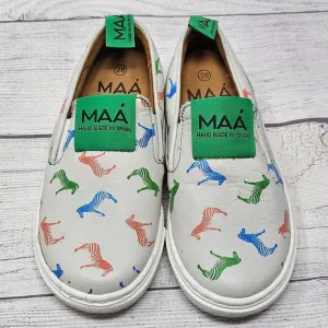 NEW! MAA‎ Boys Zebra Handmade Cow Leather Sneakers Size US 11/EU 28