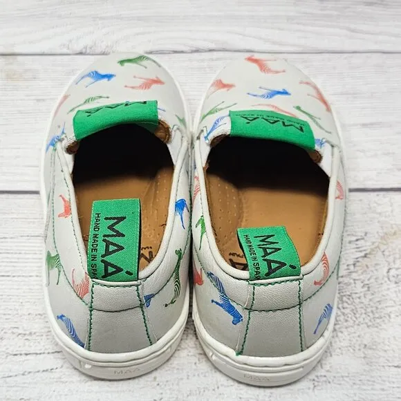 NEW! MAA‎ Boys Zebra Handmade Cow Leather Sneakers Size US 11/EU 28