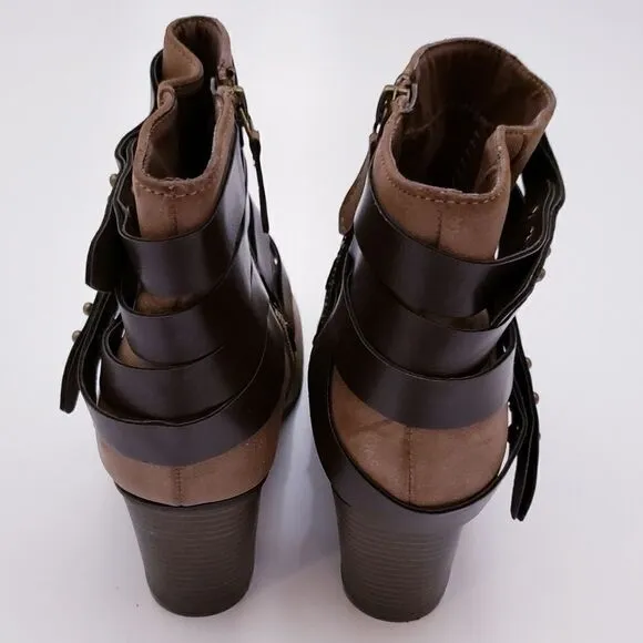 New Madden Girl Deluxxxe Women's Size US 9.5 M Brown Zip Up Ankle Heeled Boots