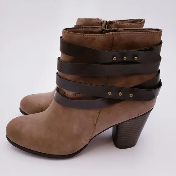 New Madden Girl Deluxxxe Women's Size US 9.5 M Brown Zip Up Ankle Heeled Boots