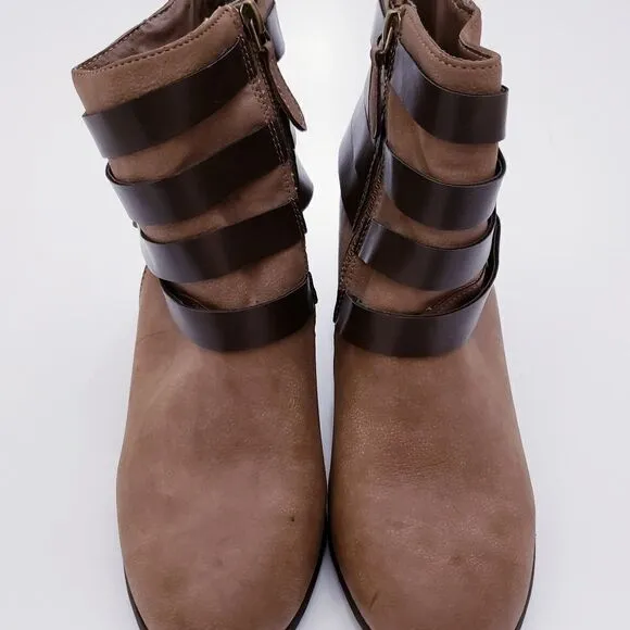 New Madden Girl Deluxxxe Women's Size US 9.5 M Brown Zip Up Ankle Heeled Boots