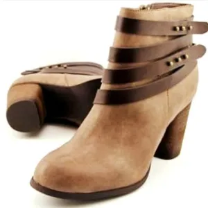 New Madden Girl Deluxxxe Women's Size US 9.5 M Brown Zip Up Ankle Heeled Boots