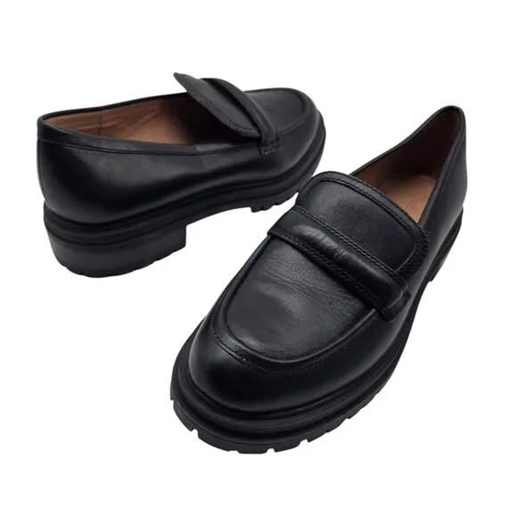 NEW Madewell The Bradley Lugsole Loafers shoes Black Smooth Leather SZ 8.5 NG674