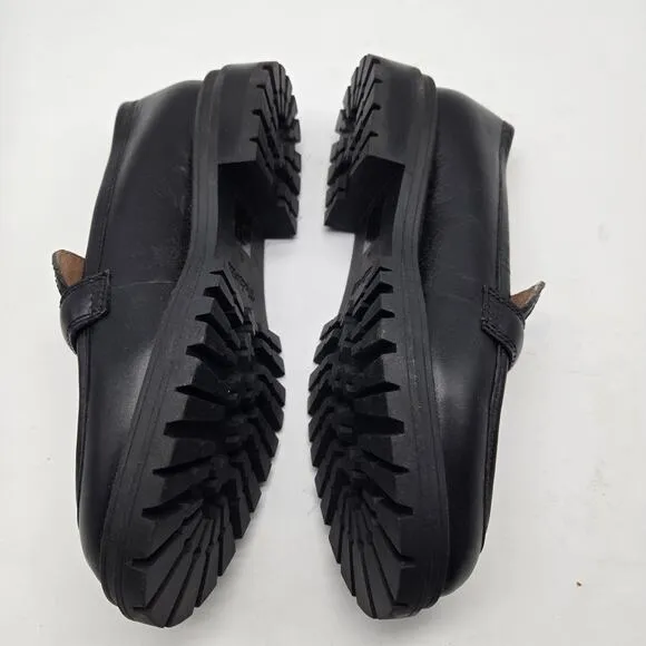 NEW Madewell The Bradley Lugsole Loafers shoes Black Smooth Leather SZ 8.5 NG674
