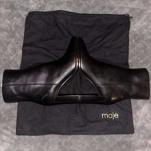 NEW Maje Fanette Pointed-Toe Leather Ankle Boots Size 9