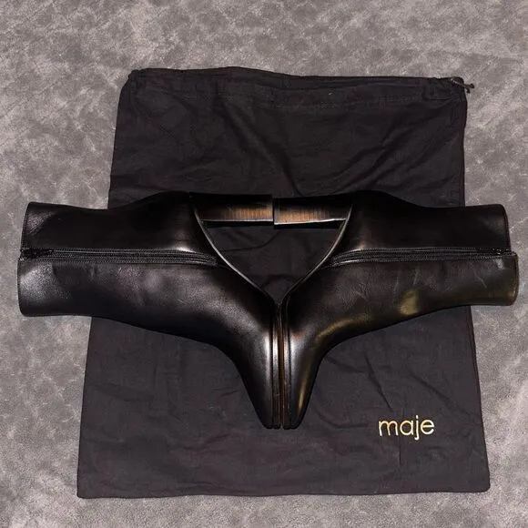 NEW Maje Fanette Pointed-Toe Leather Ankle Boots Size 9