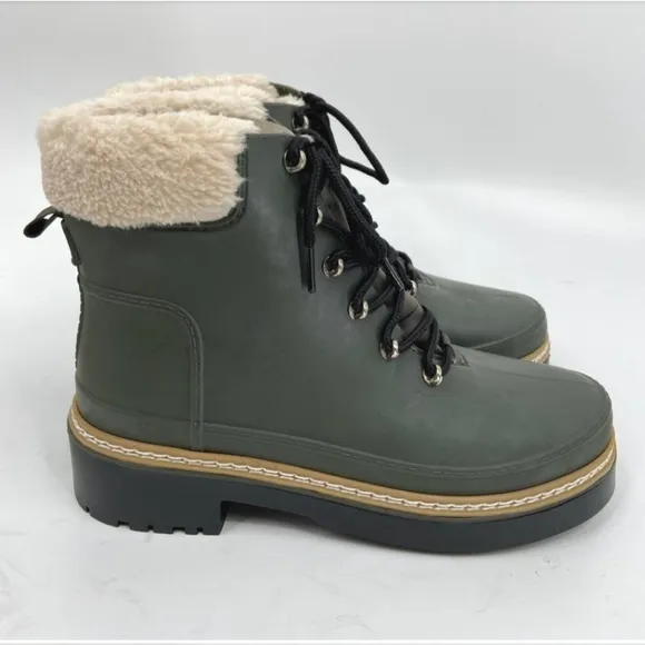New Marc Fisher Fairly Waterproof Faux Fur Boots sz 11 olive green