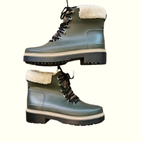 New Marc Fisher Fairly Waterproof Faux Fur Boots sz 11 olive green