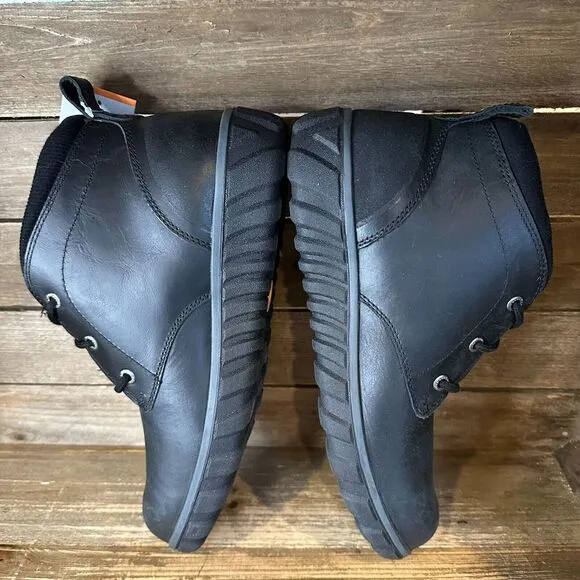 New Mens Bogs Casual Chukka Black Leather Ankle Lace Up Boots Waterproof Size 10