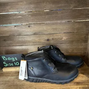 New Mens Bogs Casual Chukka Black Leather Ankle Lace Up Boots Waterproof Size 10