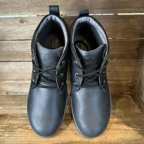 New Mens Bogs Casual Chukka Black Leather Ankle Lace Up Boots Waterproof Size 10