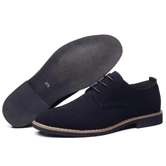 NEW 𝅺MEN'S Suede Dress Shoes Casual Black Oxfords