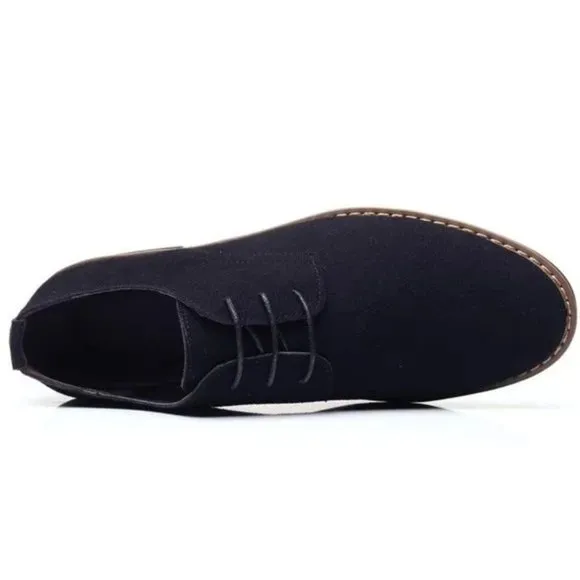 NEW 𝅺MEN'S Suede Dress Shoes Casual Black Oxfords
