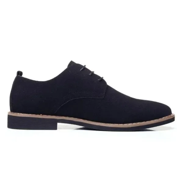 NEW 𝅺MEN'S Suede Dress Shoes Casual Black Oxfords