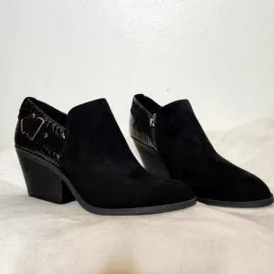 NEW Michael by Michael Shannon Faux Suede Black Boots Lulie Ankle Bootie Western