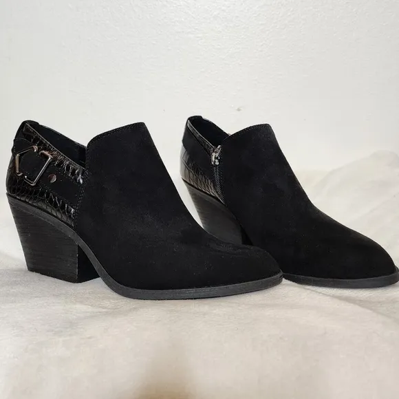 NEW Michael by Michael Shannon Faux Suede Black Boots Lulie Ankle Bootie Western