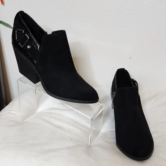 NEW Michael by Michael Shannon Faux Suede Black Boots Lulie Ankle Bootie Western