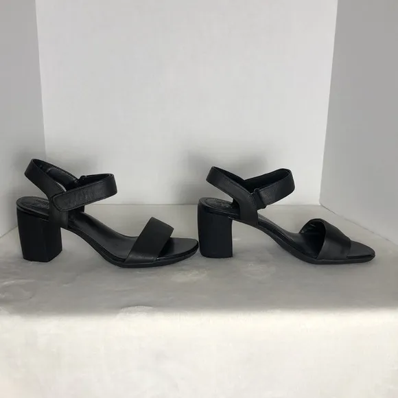 New NATURALIZER GenN Trace Women Size 10 Black Leather Ankle Strap Dress Sandals