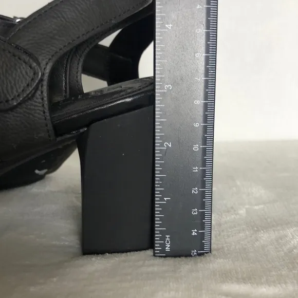 New NATURALIZER GenN Trace Women Size 10 Black Leather Ankle Strap Dress Sandals