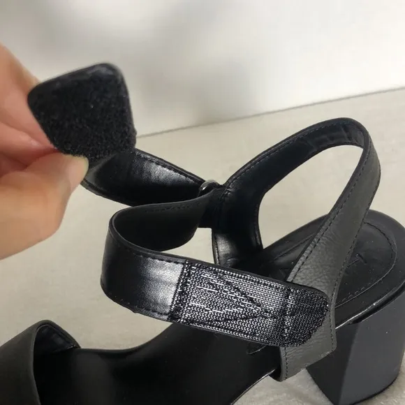 New NATURALIZER GenN Trace Women Size 10 Black Leather Ankle Strap Dress Sandals