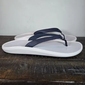 NEW Olukai Pi'oe Womens Size 11 Flip Flops Thong Comfort Sandals Blue Gray