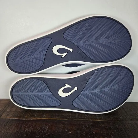 NEW Olukai Pi'oe Womens Size 11 Flip Flops Thong Comfort Sandals Blue Gray