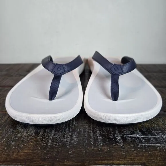 NEW Olukai Pi'oe Womens Size 11 Flip Flops Thong Comfort Sandals Blue Gray