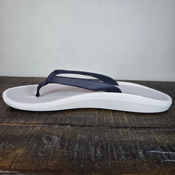 NEW Olukai Pi'oe Womens Size 11 Flip Flops Thong Comfort Sandals Blue Gray