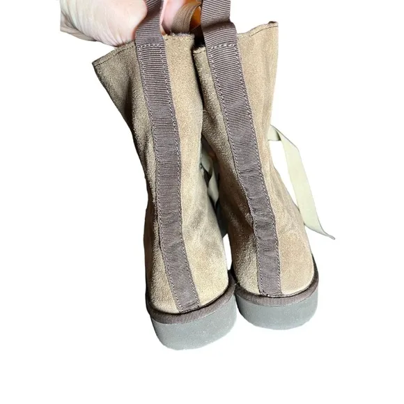 New Panchic Women's Ankle Boots Suede Sneakers Lace‎ Up Size 38, US 8