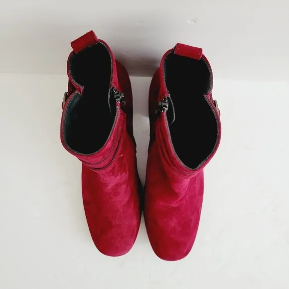 New Paul Green Bordo Burgundy Suede Sydney Ankle Boots Size 7,5