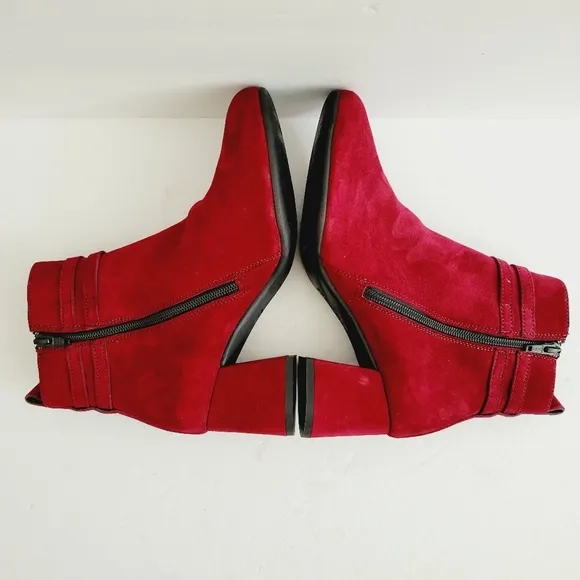 New Paul Green Bordo Burgundy Suede Sydney Ankle Boots Size 7,5