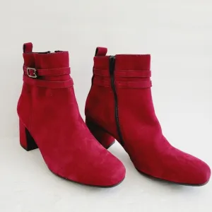 New Paul Green Bordo Burgundy Suede Sydney Ankle Boots Size 7,5
