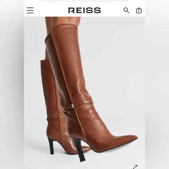 New! Reiss Caitlin Leather Knee High Boots in Tan Sz 40 US 9.5 $540‎