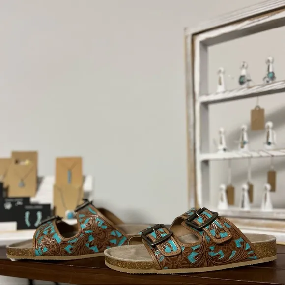 😍New Release Amazing Myra Bag Hand Tooled Genuine Leather Spring Break Sandals