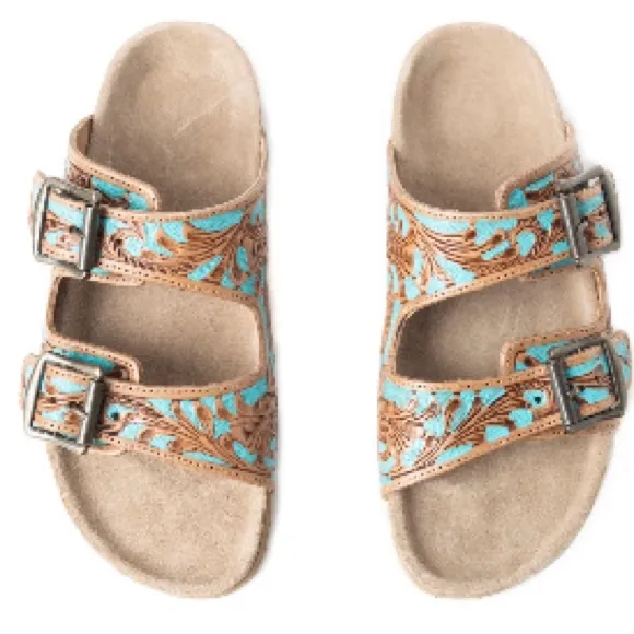 😍New Release Amazing Myra Bag Hand Tooled Genuine Leather Spring Break Sandals