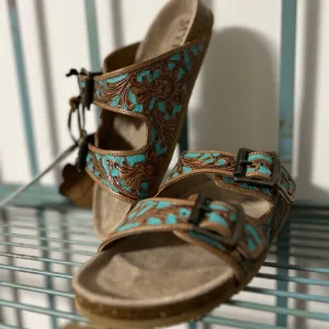😍New Release Amazing Myra Bag Hand Tooled Genuine Leather Spring Break Sandals