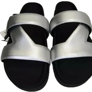 NEW ROAM Womens 7 Slide Sandals Vegan Leather Flat Slip-On Padded Straps Size 9