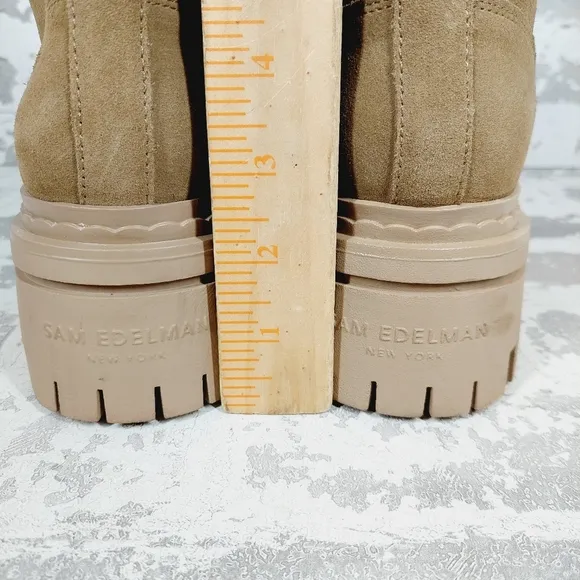 New Sam Edelman Kyler 2 Boot Taupe Suede Fauz Fur Lace Up Boots W782