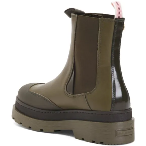 NEW SCOTCH &amp; SODA Made In Portugal Leather Chelsea Boots khaki green 364tn