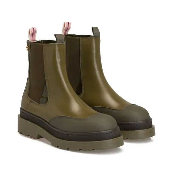 NEW SCOTCH &amp; SODA Made In Portugal Leather Chelsea Boots khaki green 364tn
