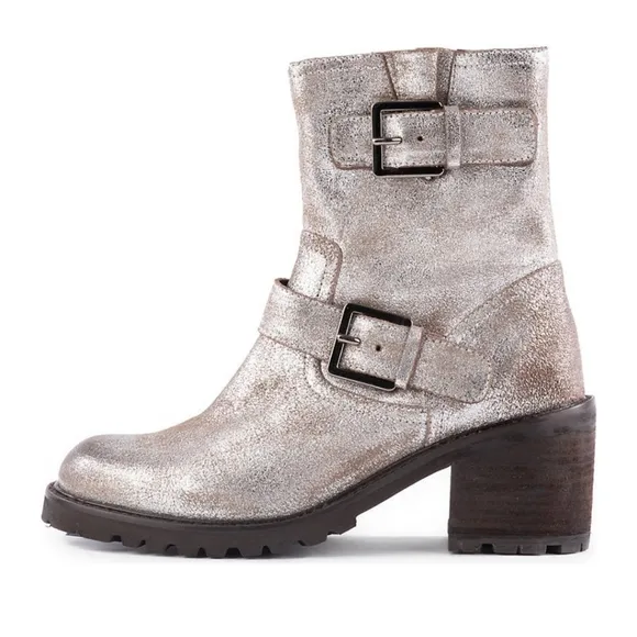 New Seychelles Suede Moto Boots Silver