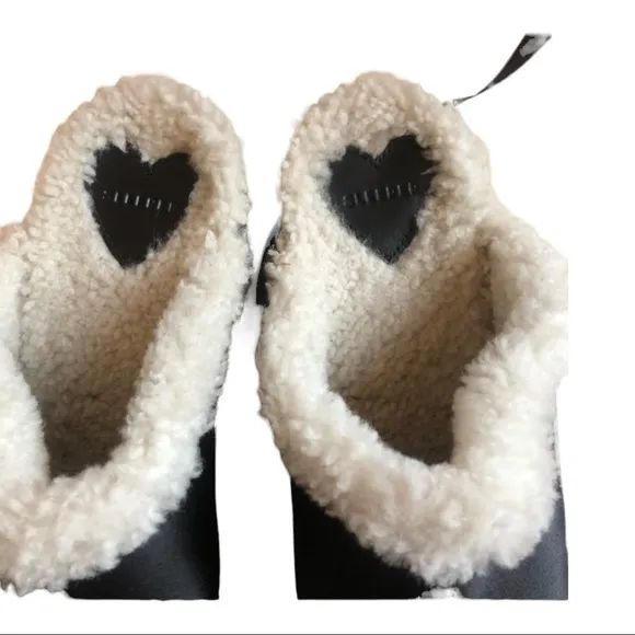 NEW SLEEPER Black Shearling Matilda Clog Size 38IT/ US 8
