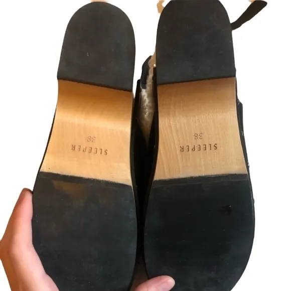 NEW SLEEPER Black Shearling Matilda Clog Size 38IT/ US 8